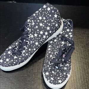 Superga Navy and White Star Pattern High Top Sneakers